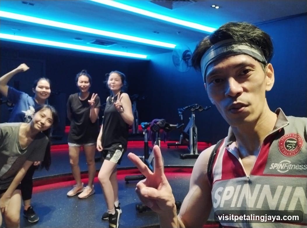 Group selfie in gym