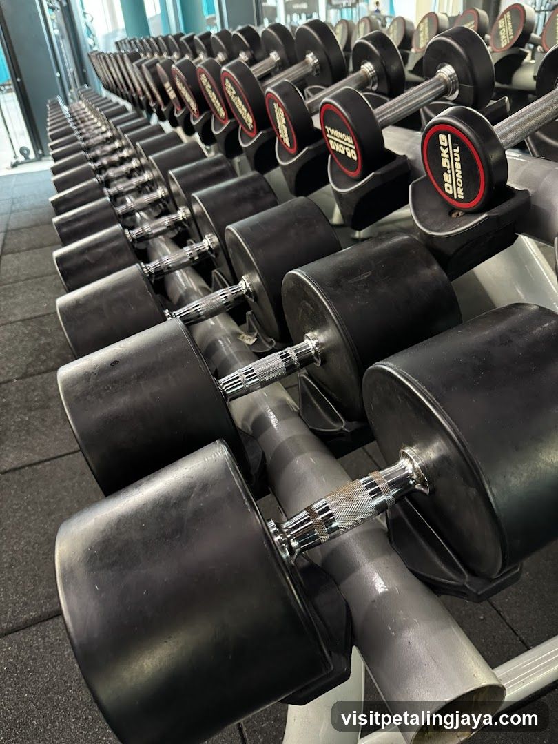 Dumbbells on rack