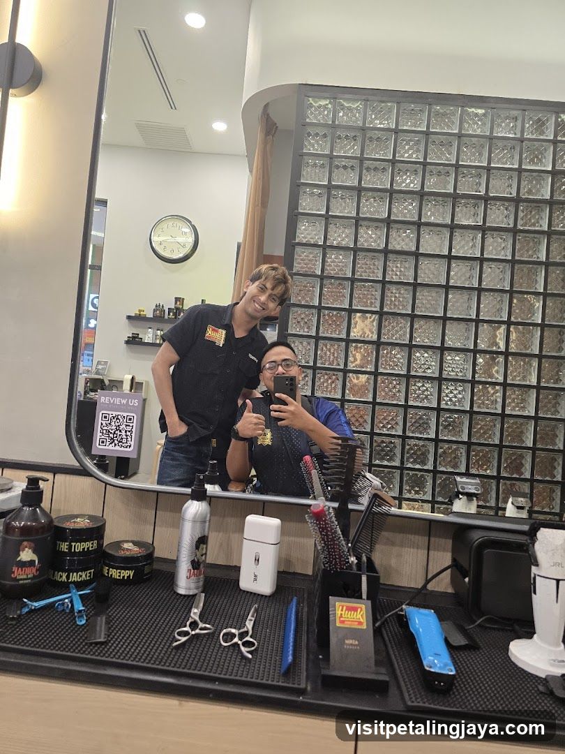 Barbershop Interior Mirror Selfie