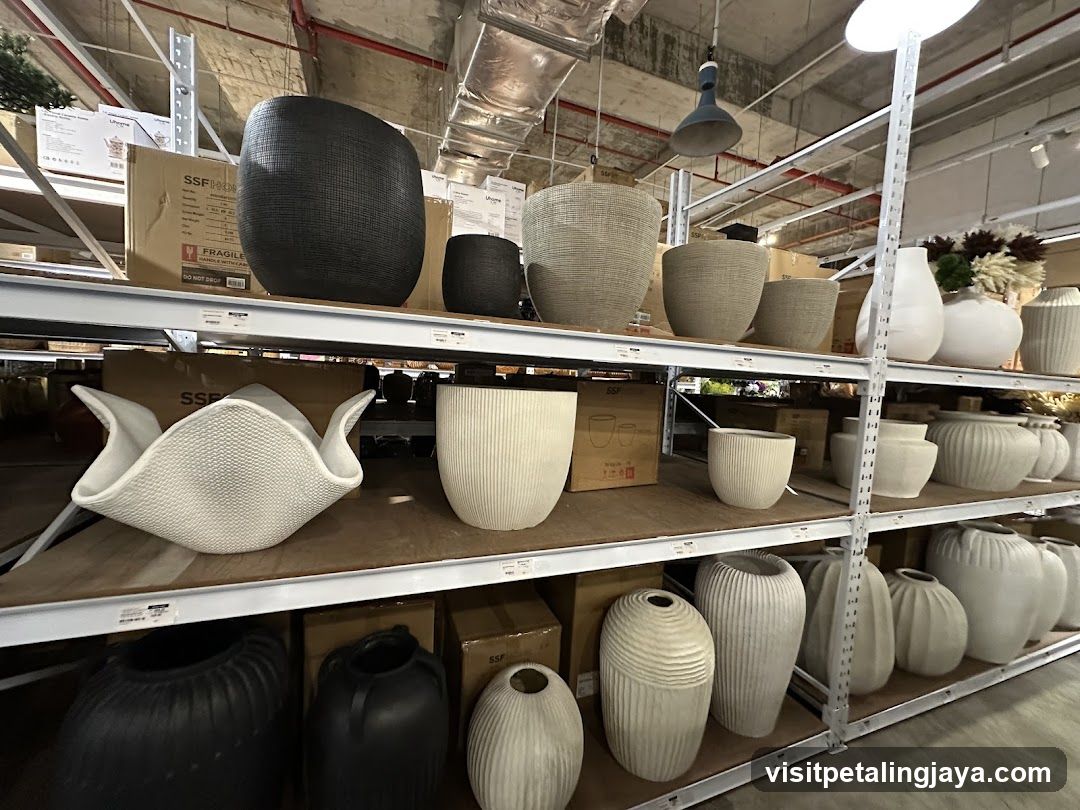 Vase Display in Warehouse Store
