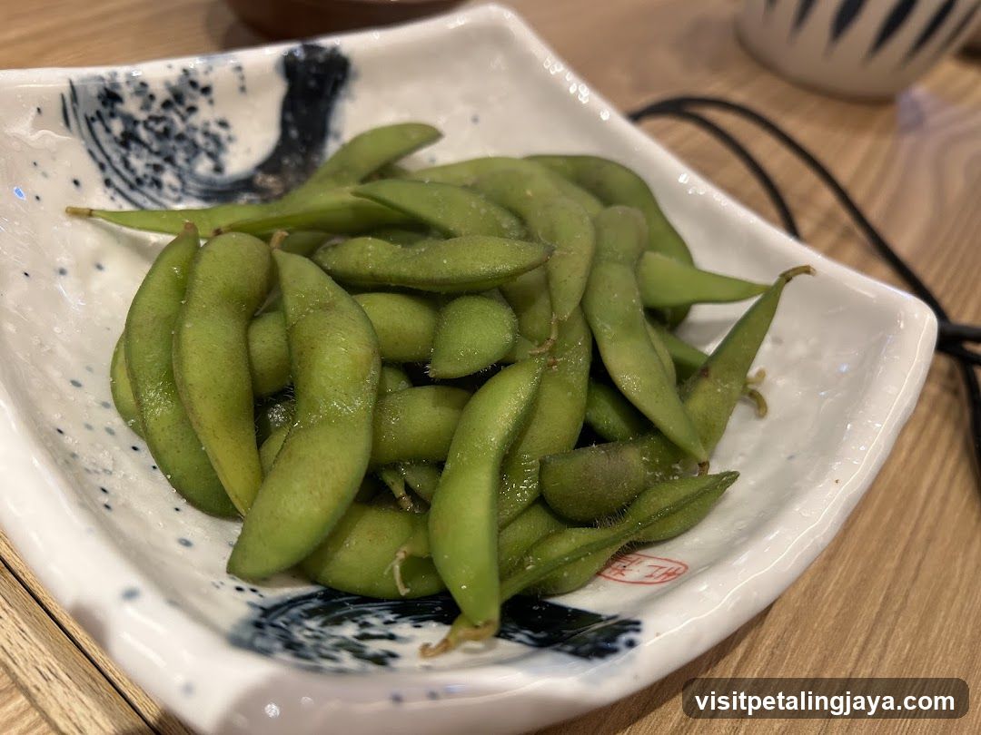 Edamame in a ceramic bowl