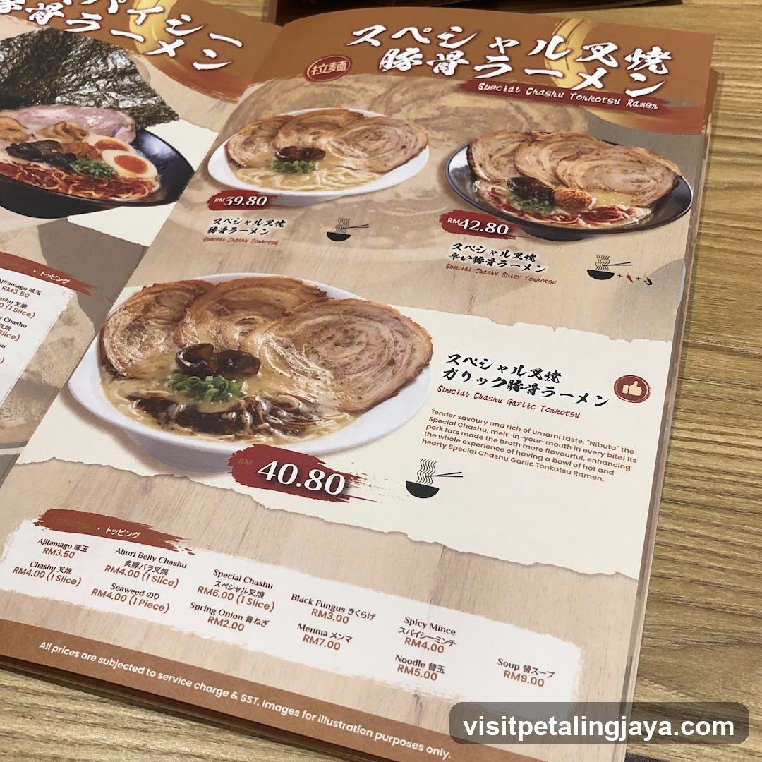 Special Chashu Tonkotsu Ramen Menu
