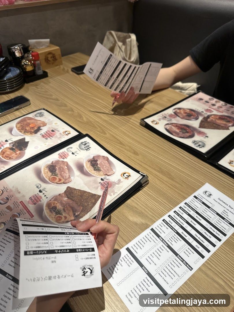 Dining Table with Menus and Condiments