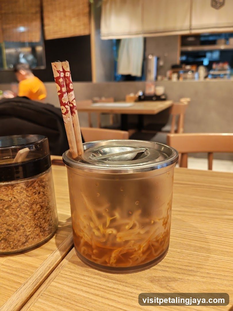 Dining Table with Condiments and Drink