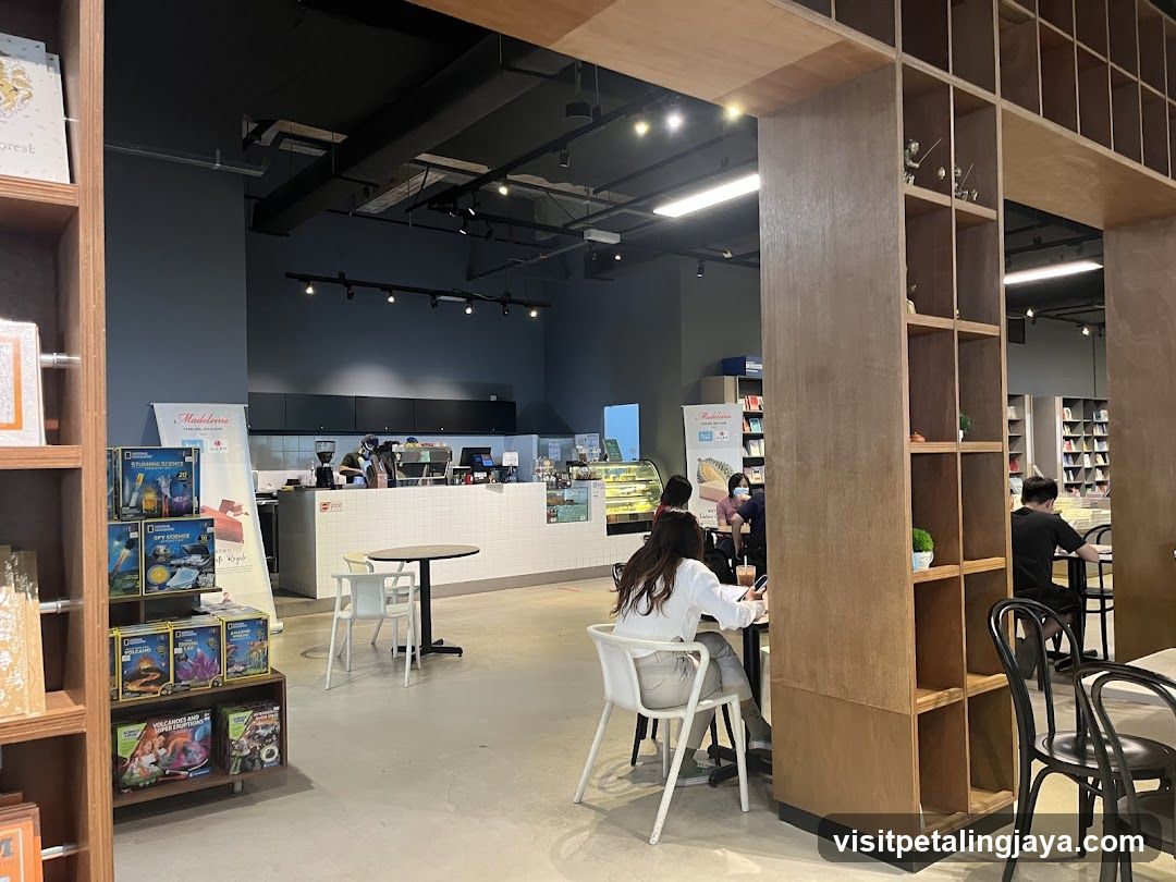 Interior of a modern cafe or bookstore