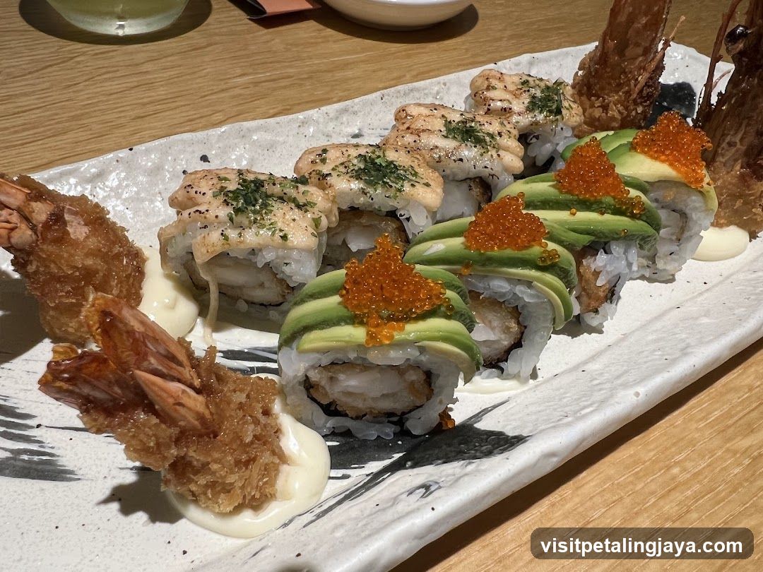 Sushi Platter with Avocado and Tuna Rolls