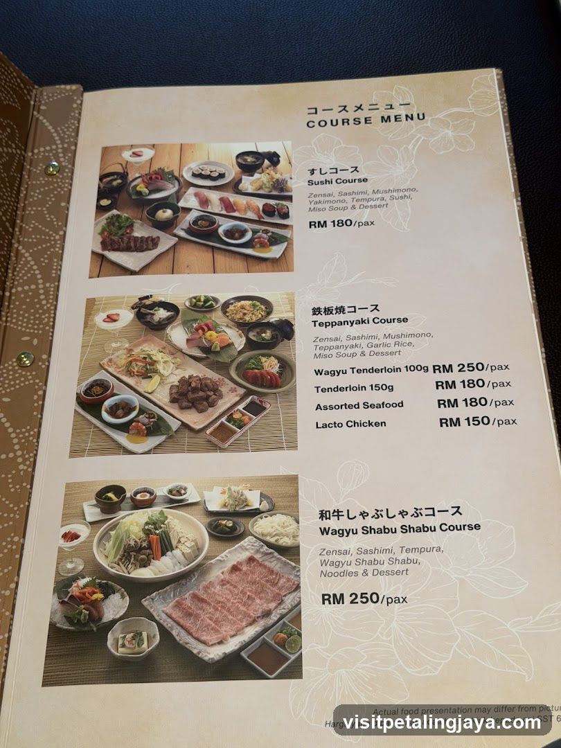 Japanese Course Menu