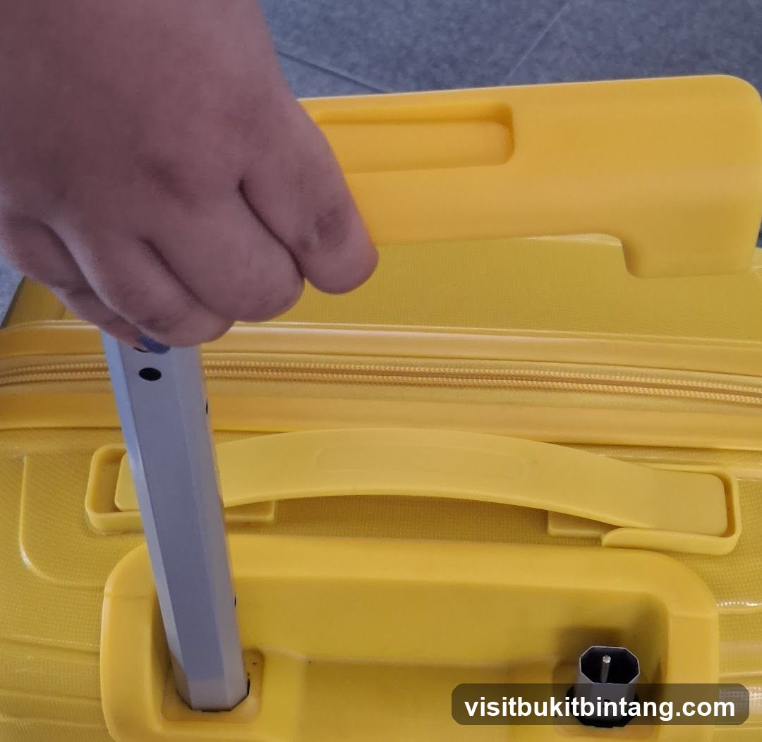 Hand holding a suitcase handle
