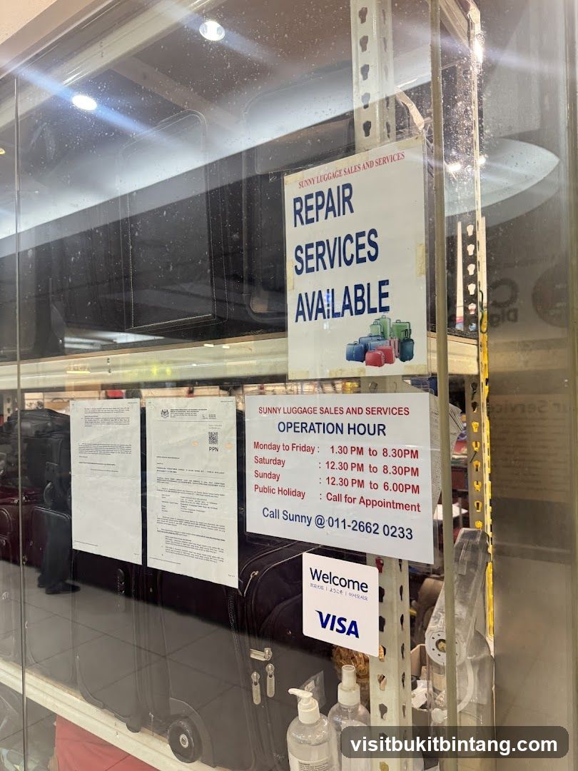 Sunny Luggage Sales and Services Signage