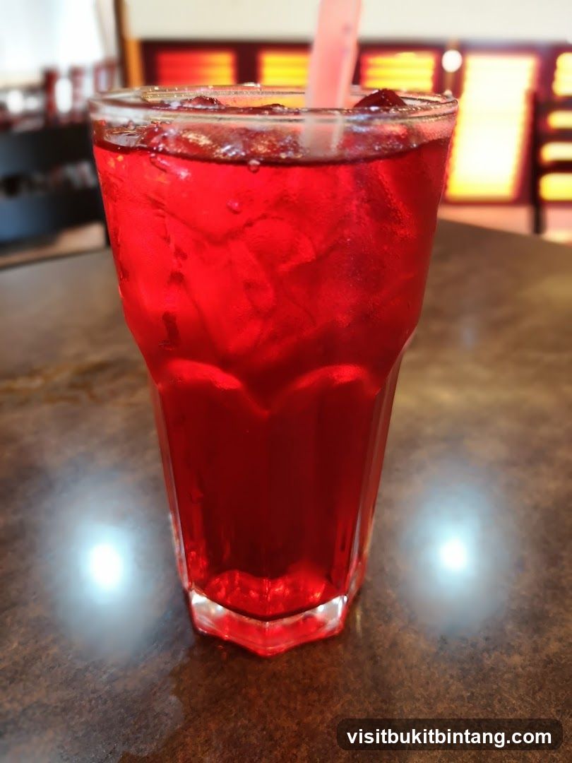 Red Drink with Ice and Straw