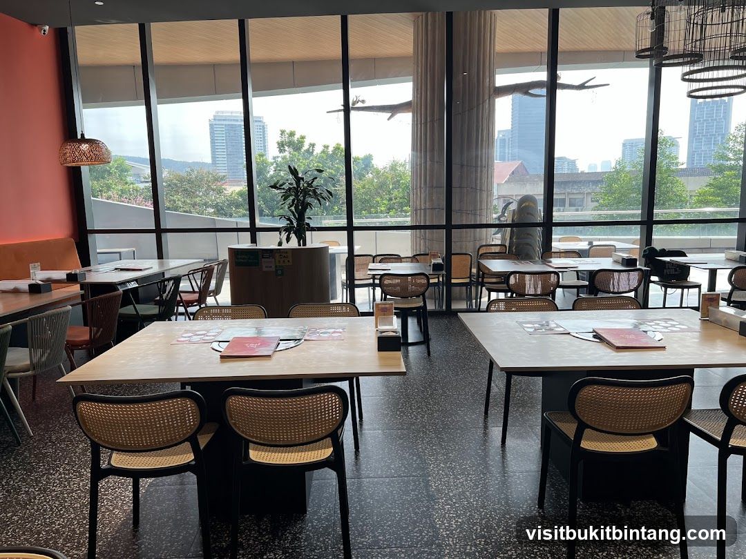 Restaurant Interior with City View