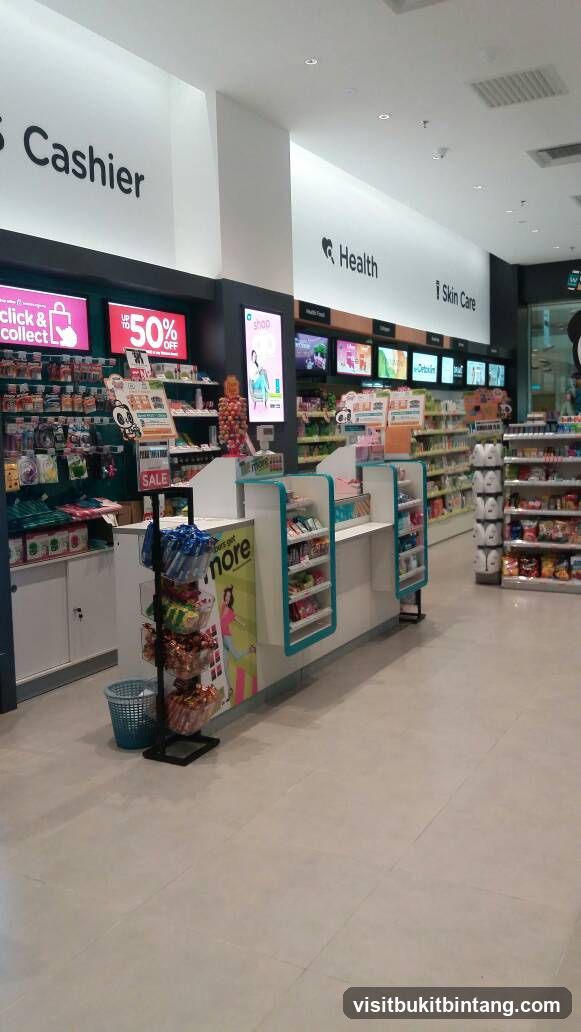 Pharmacy Interior with Cashier and Health Sections