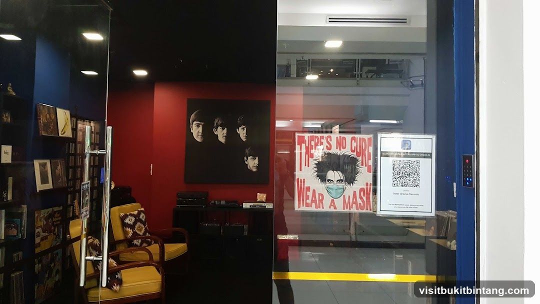 Record Store Interior with Beatles Artwork
