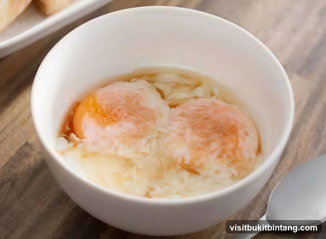 Soft-boiled eggs with rice