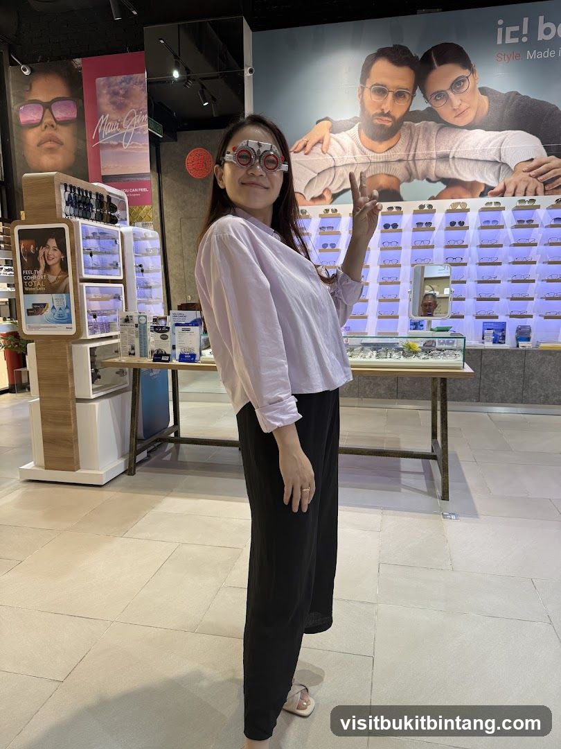 Woman trying on glasses