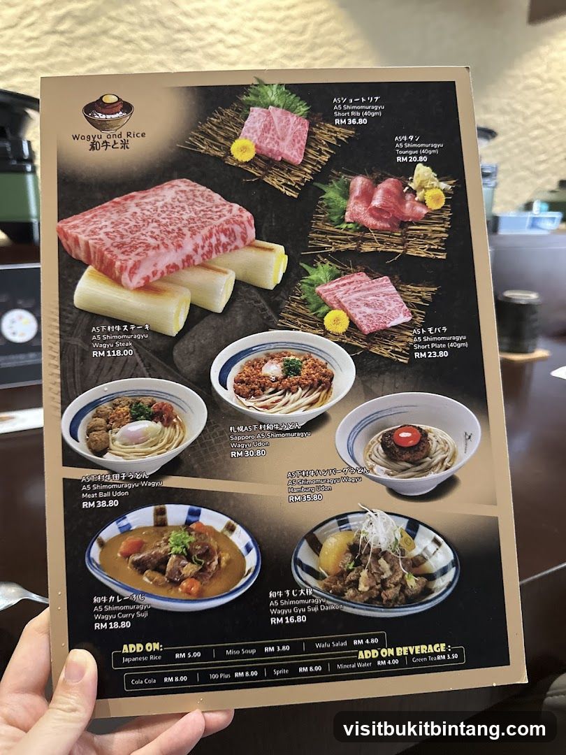 Wagyu and Rice Menu
