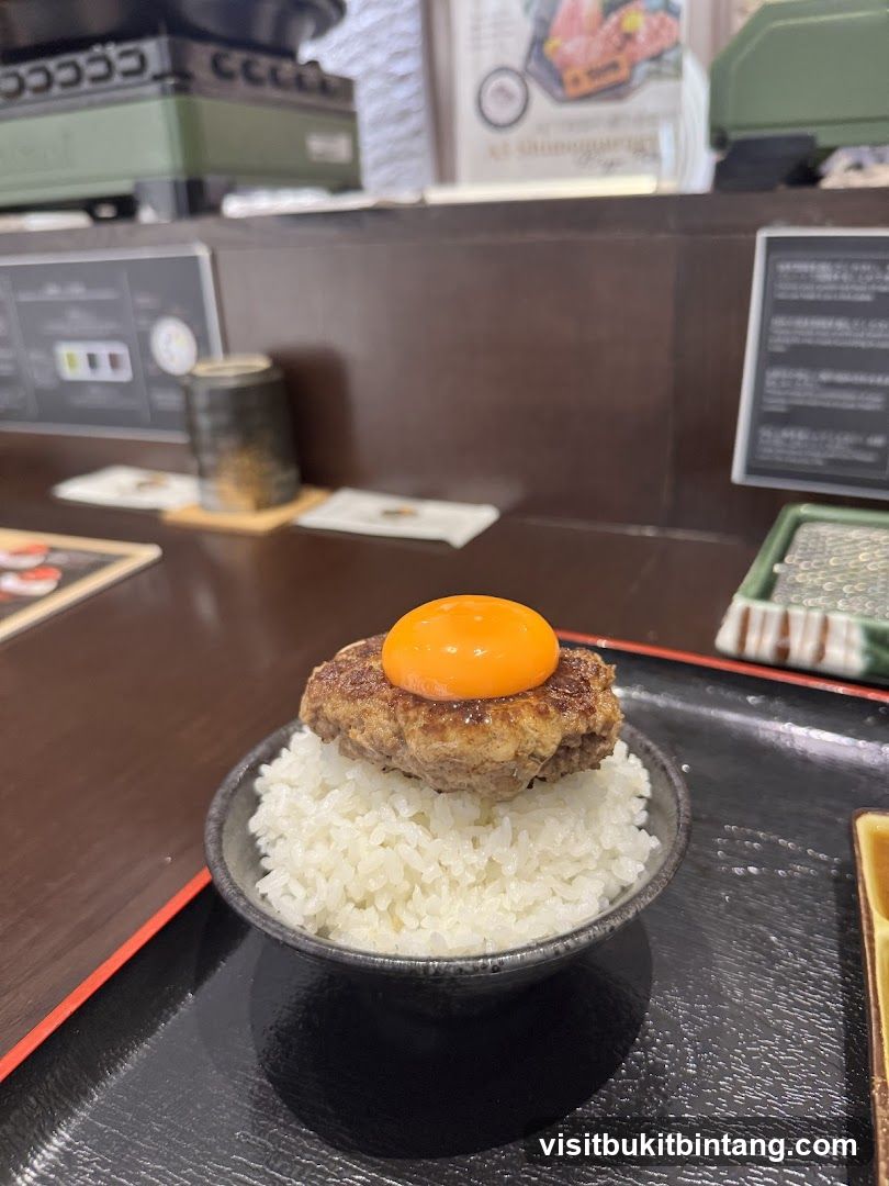 Hamburger Steak with Egg on Rice