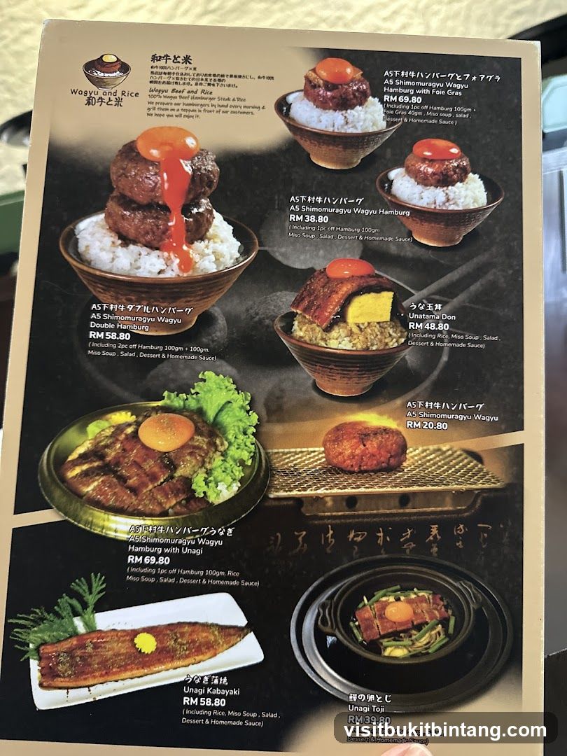 Wagyu and Rice Menu