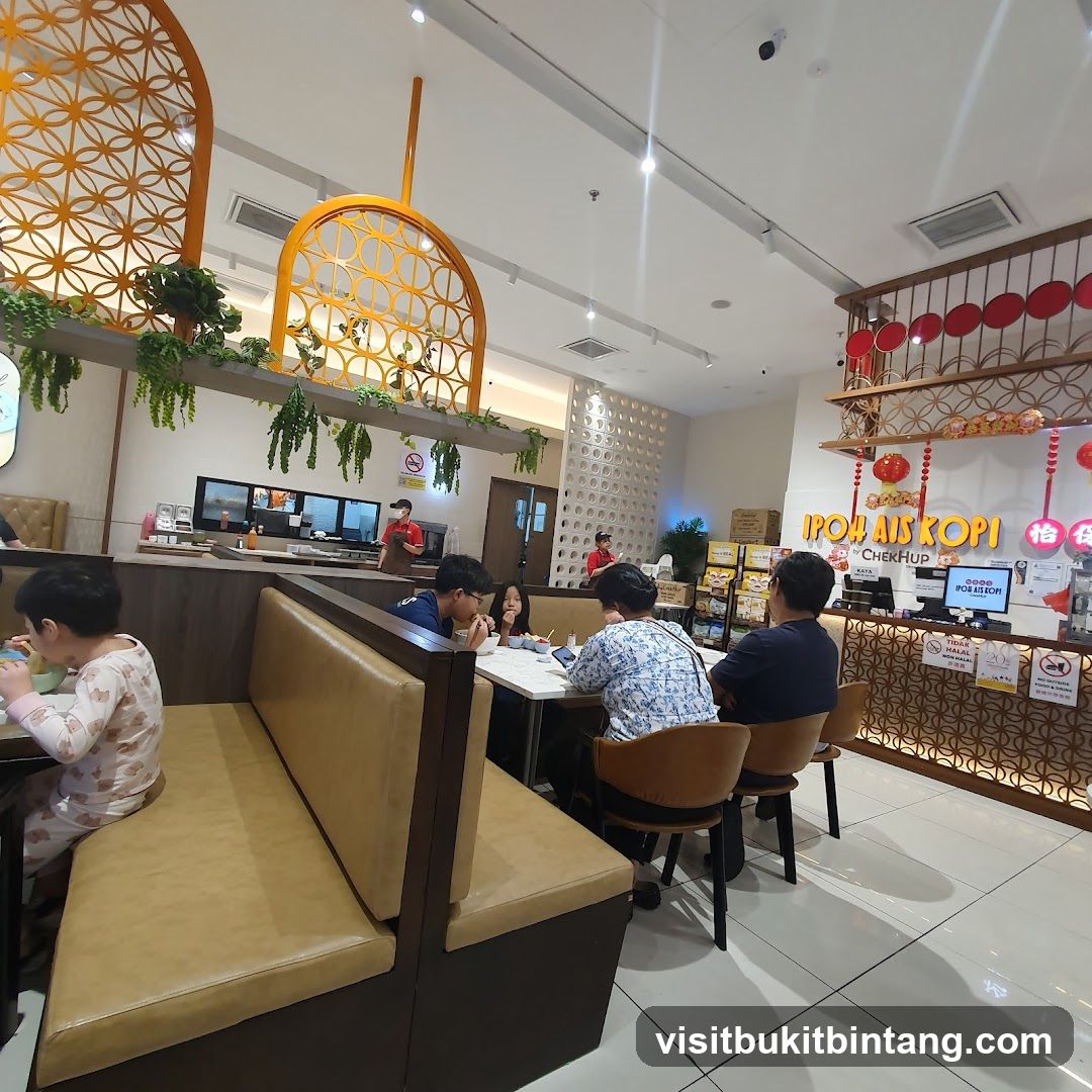 Interior of a cafe with customers dining