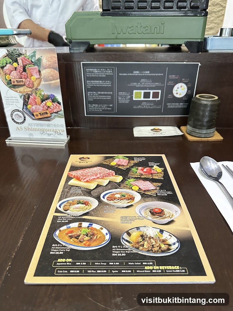 A5 Shimomuragyu Wagyu Menu