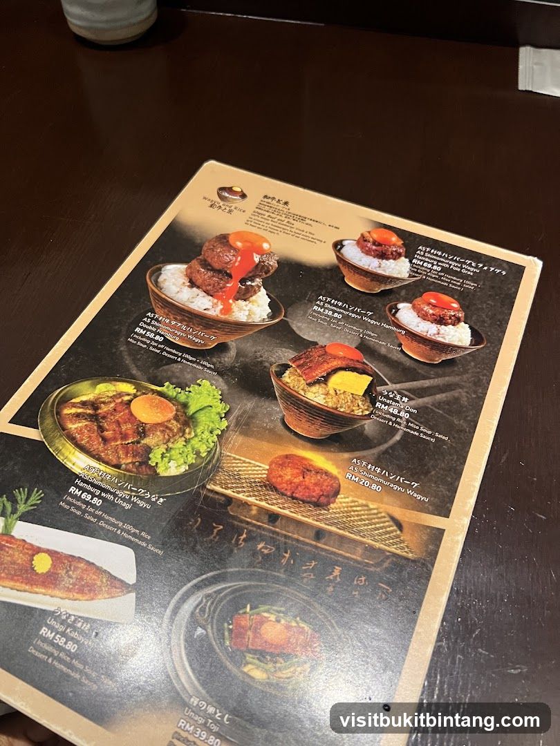 Wagyu and Rice Menu
