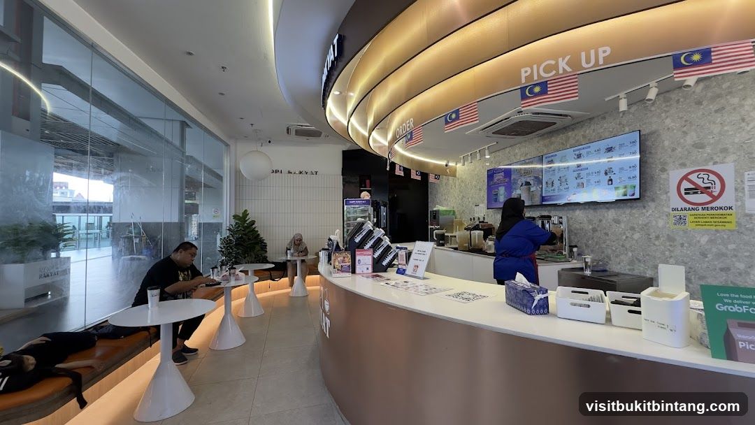 Modern Cafe Interior with Malaysian Flags