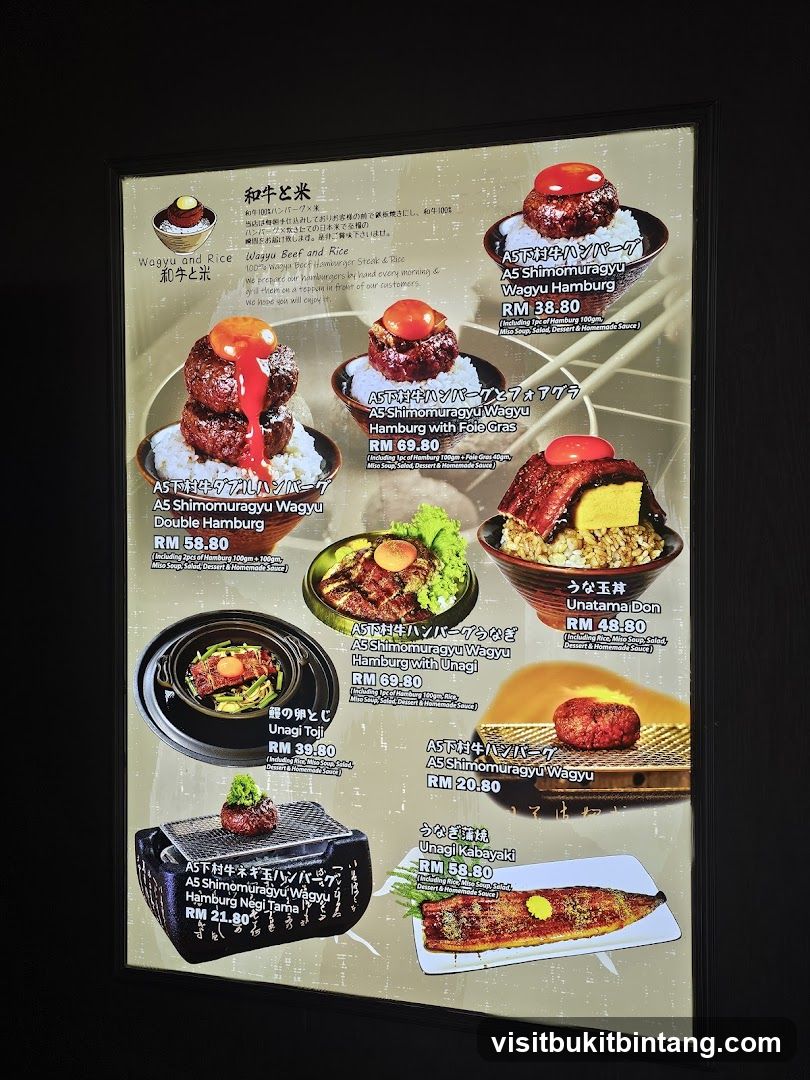 Wagyu and Rice Menu