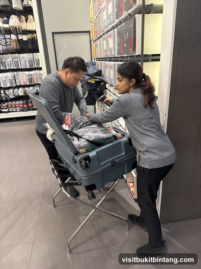 Staff packing luggage