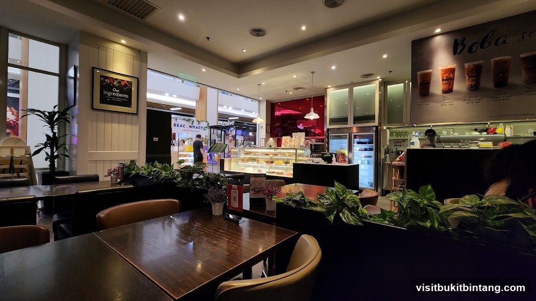Cafe Interior with Desserts and Boba Teas
