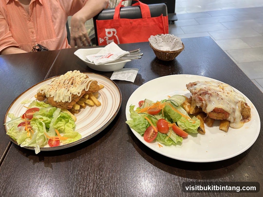 Two plates of food on a table