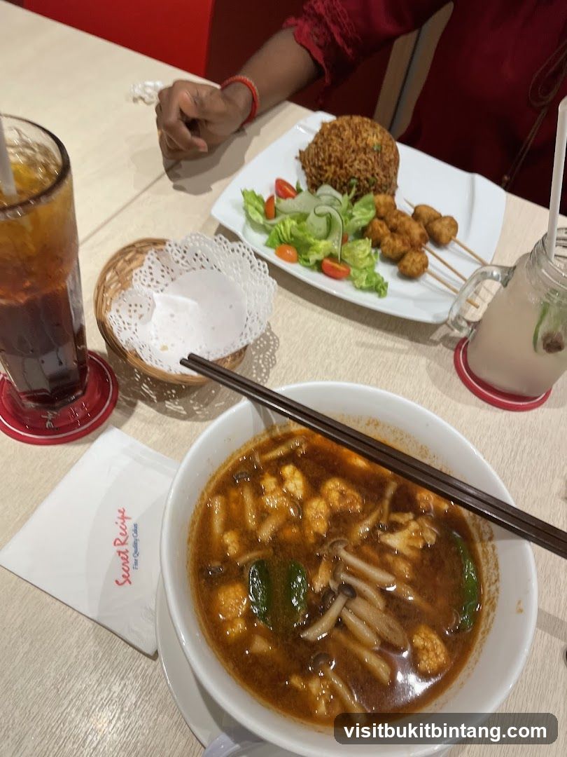 Table with food and drinks