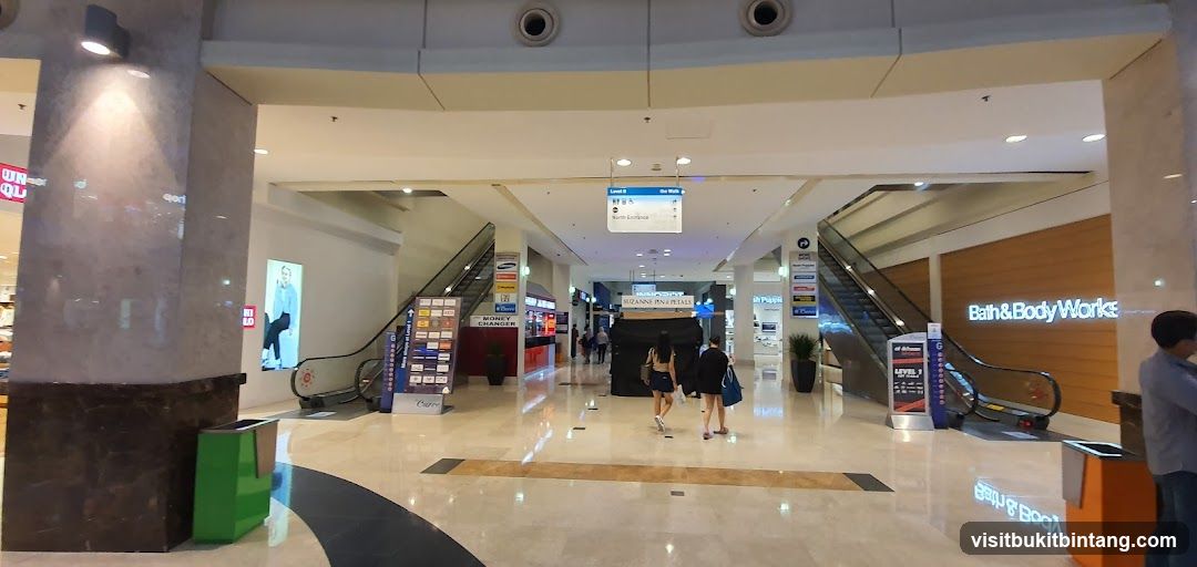 Mall Interior with Escalators and Shops