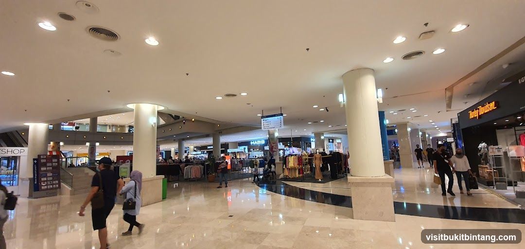 Mall Interior with Shops and Shoppers