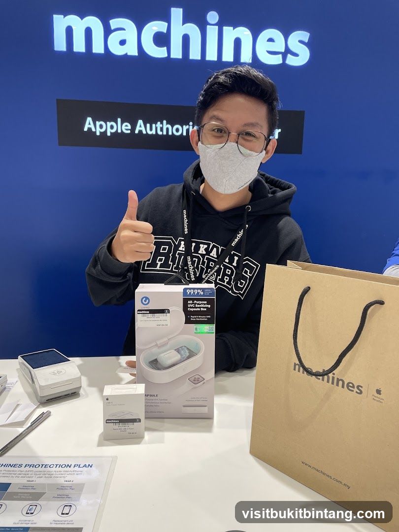 Man giving a thumbs up with products