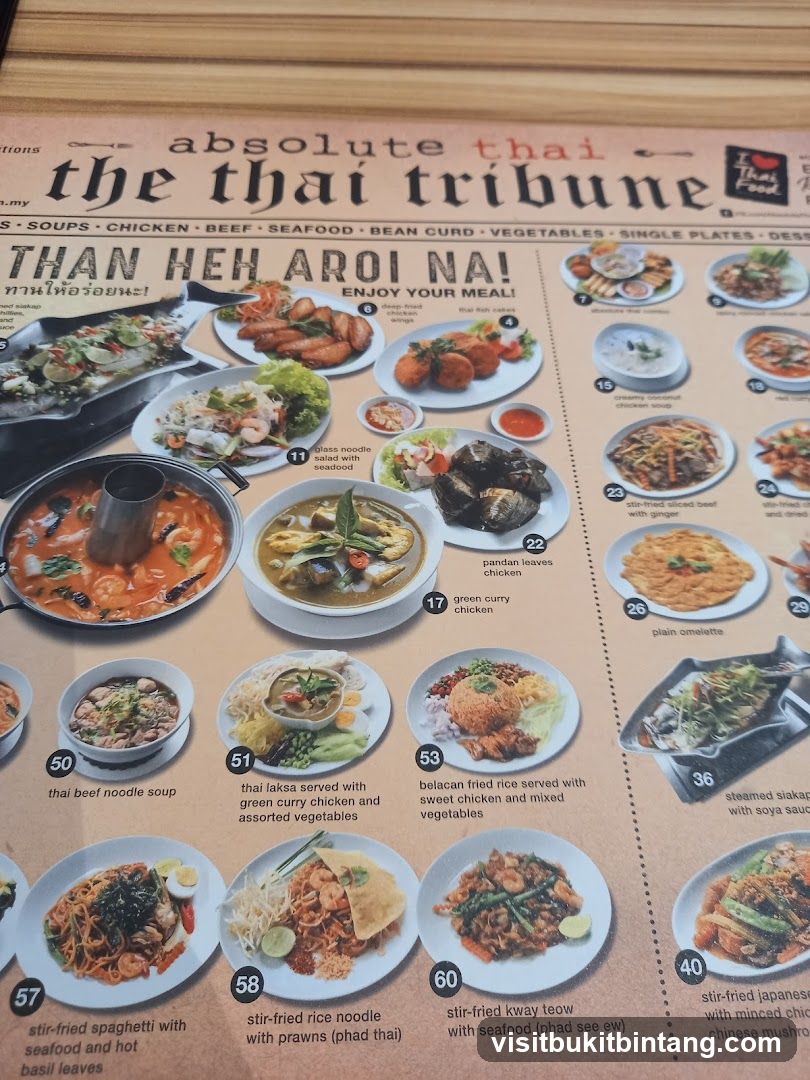 The Thai Tribune Menu