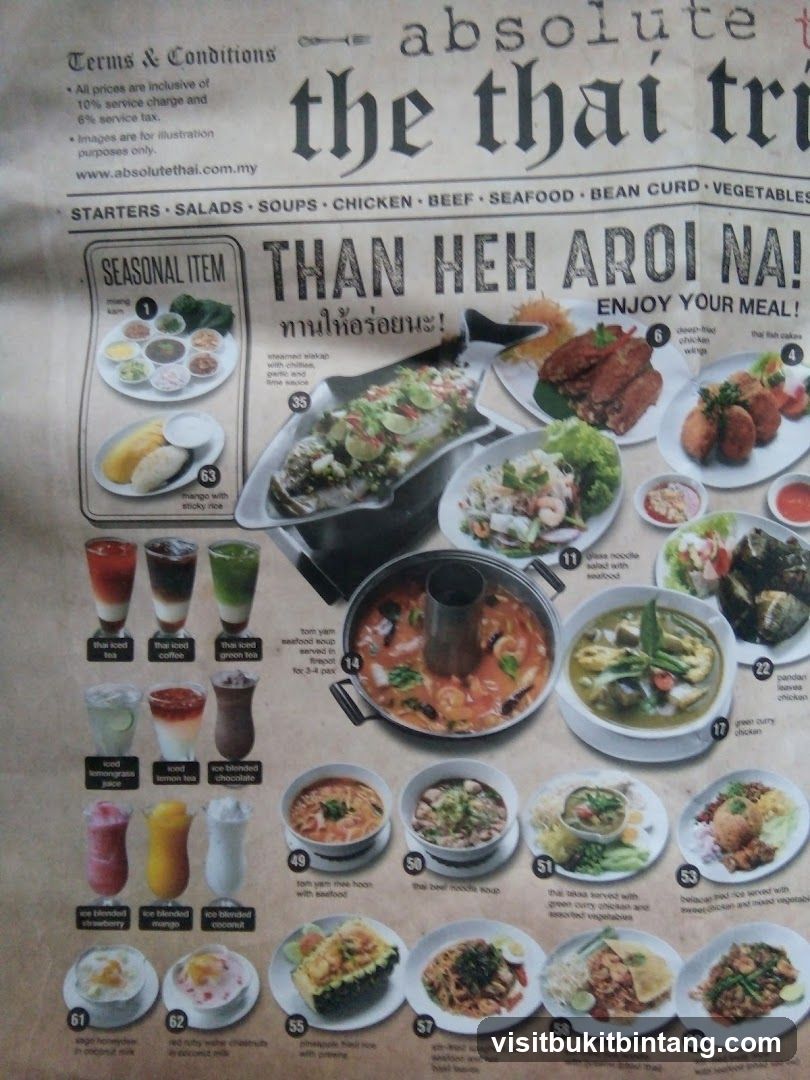 Absolute Thai Menu
