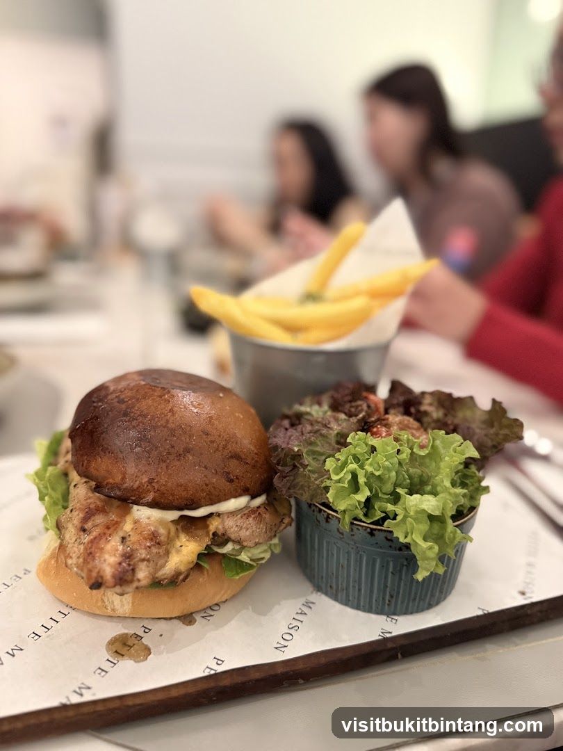 Chicken Burger with Fries and Salad