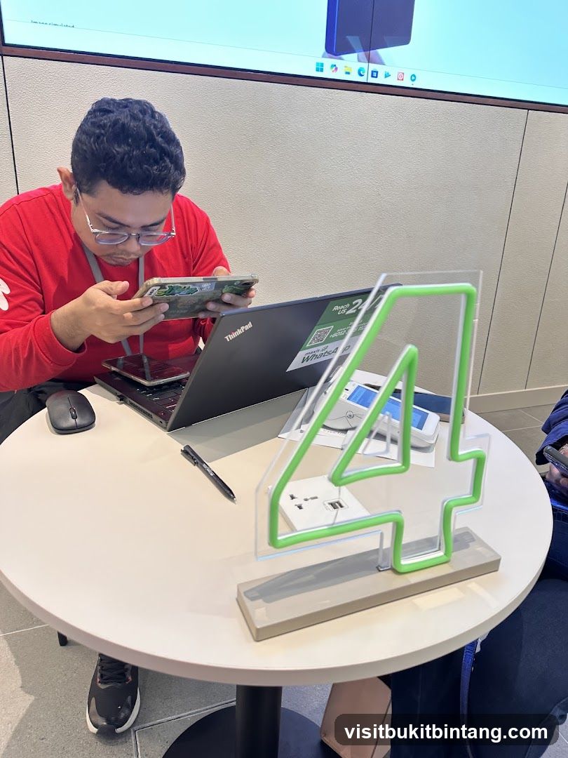 Man using a tablet at a table