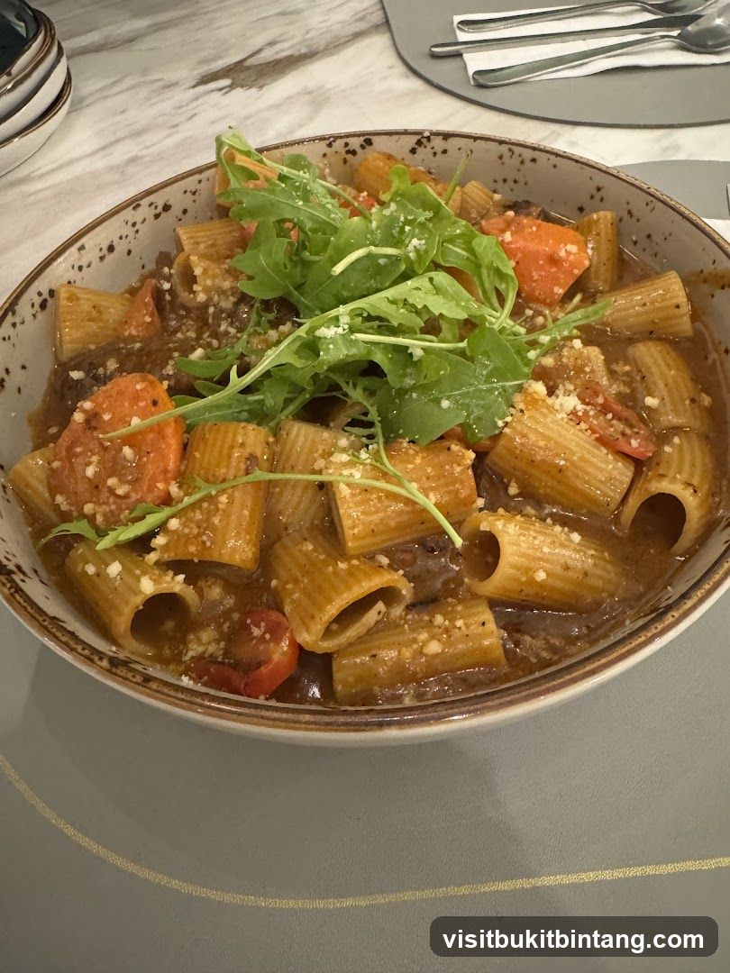 Pasta dish with arugula