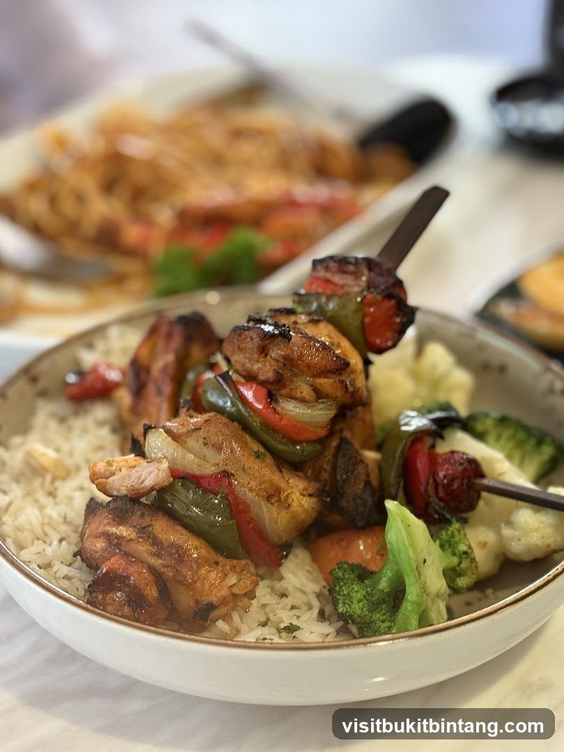 Chicken Skewers with Rice and Vegetables