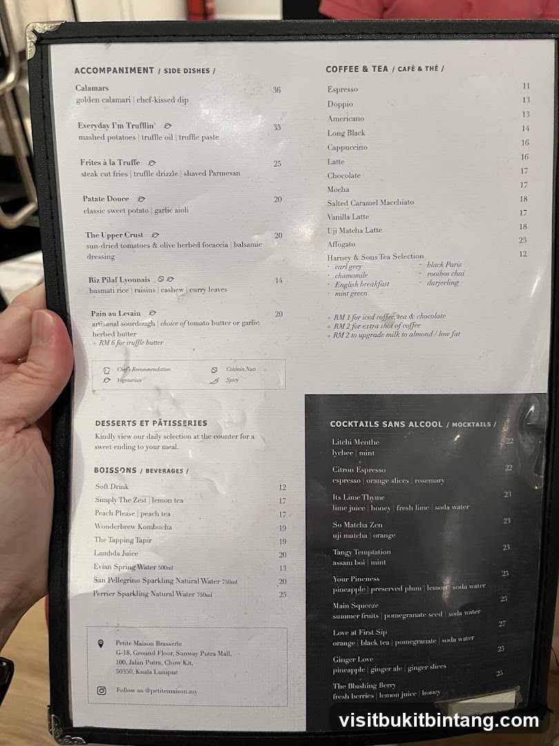Petite Maison Brasserie Menu