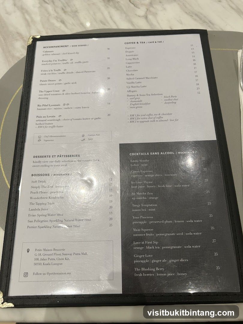 Petite Maison Brasserie Menu