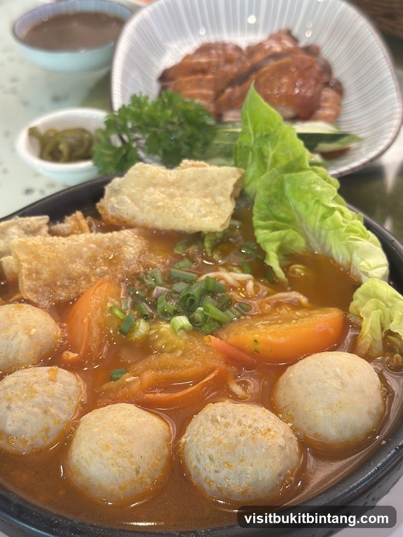 Noodle Soup with Meatballs and Roasted Duck