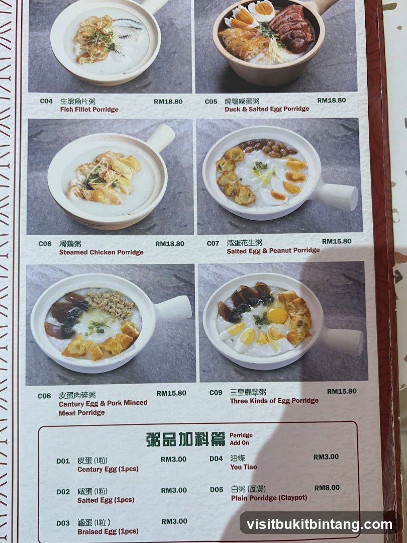 Porridge Menu