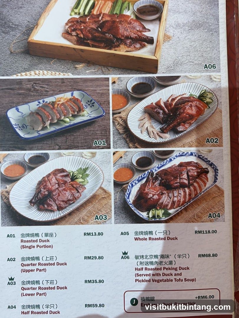 Roasted Duck Menu