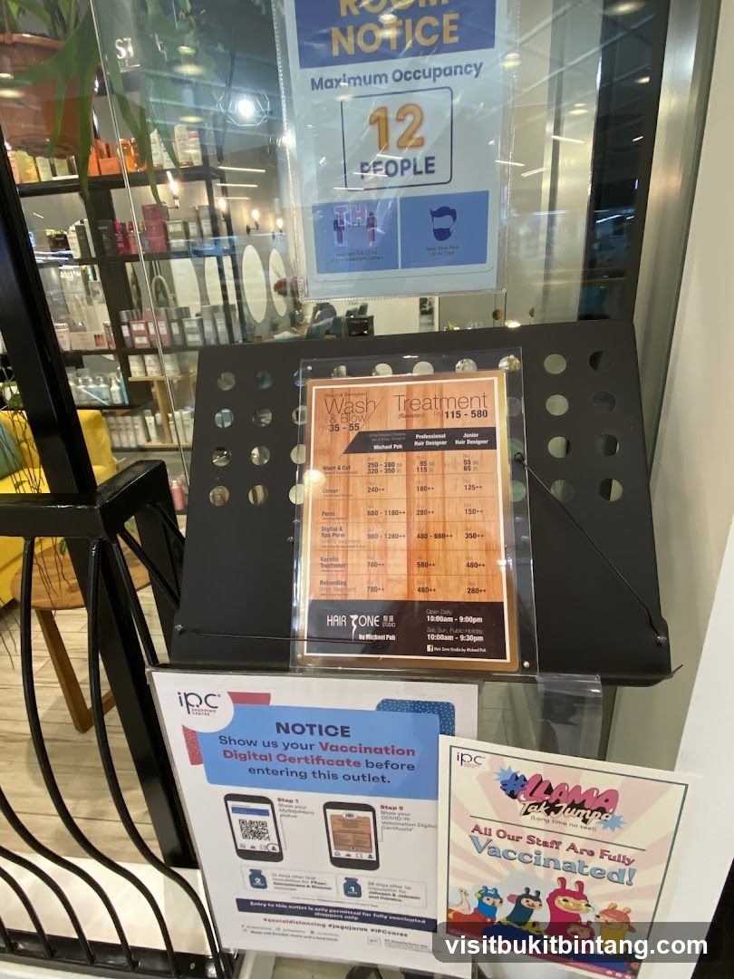 Hair Salon Menu and Notices