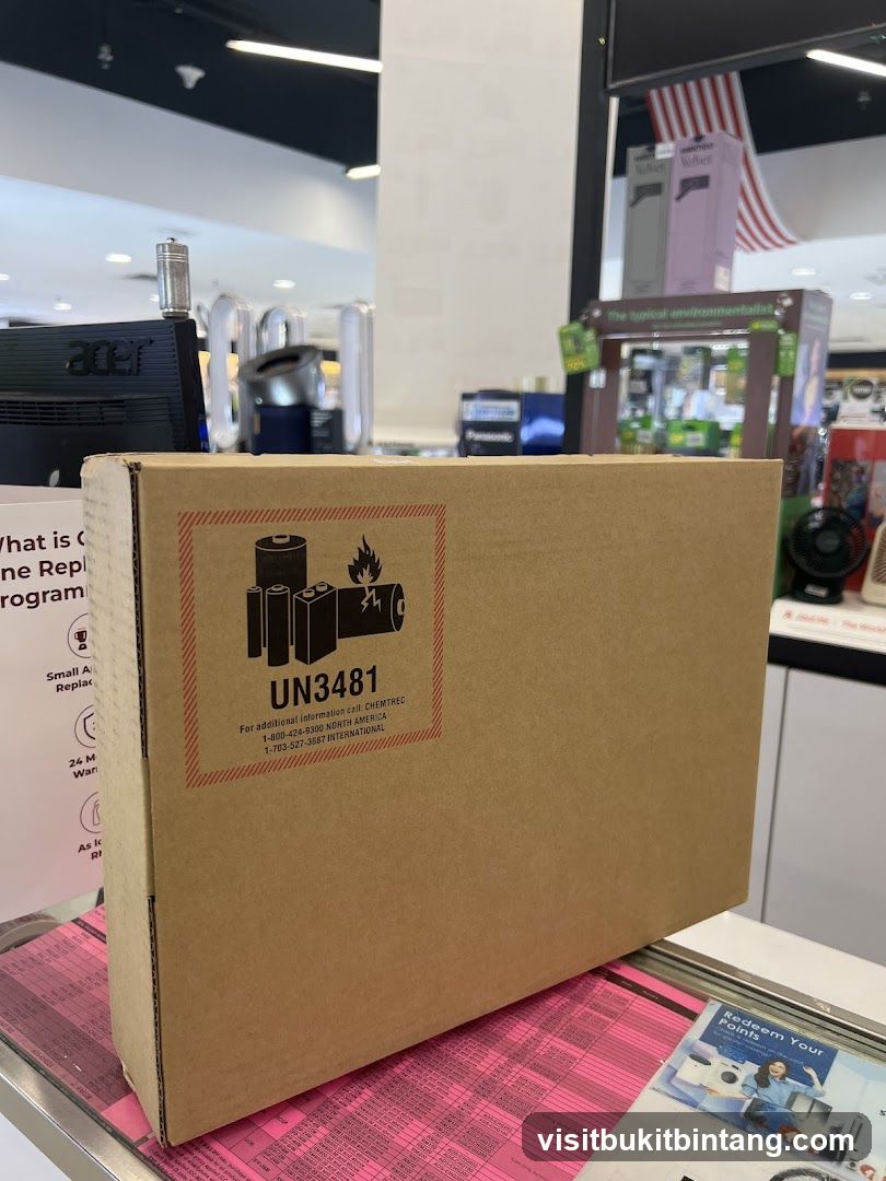 Cardboard box with UN3481 label