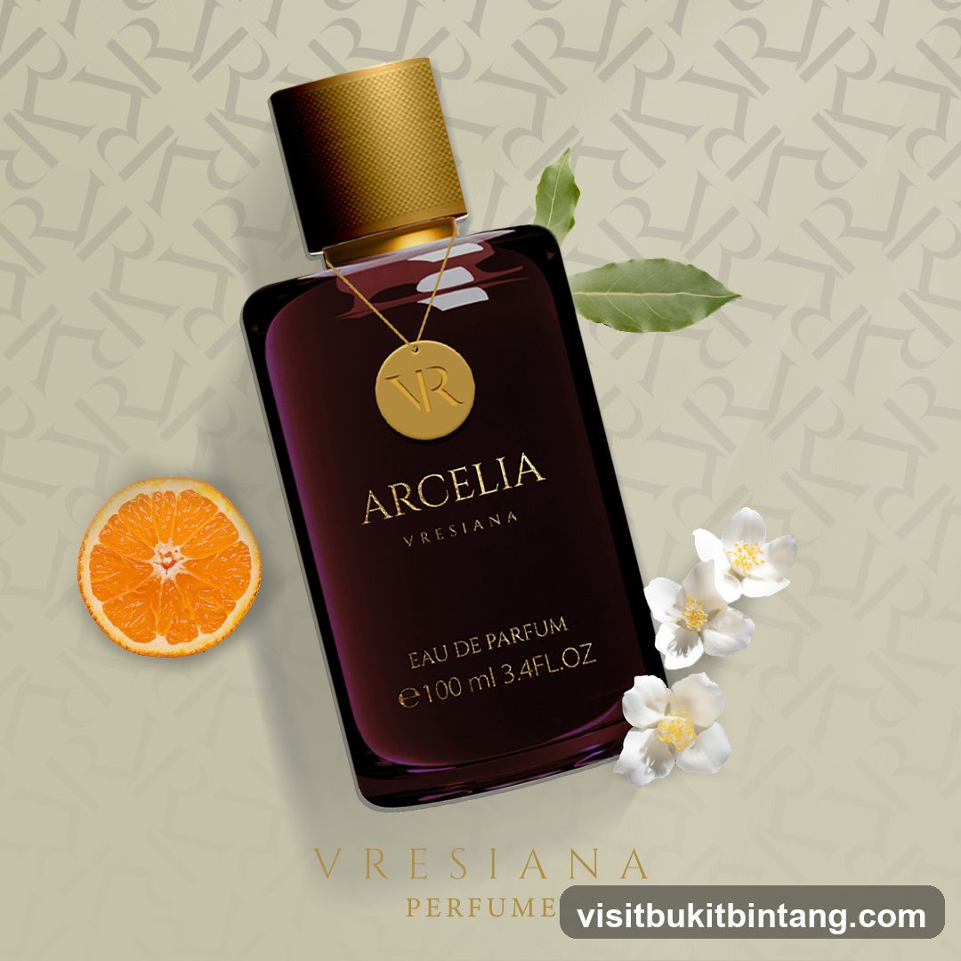 Perfume Bottle with Orange Slice and Flowers