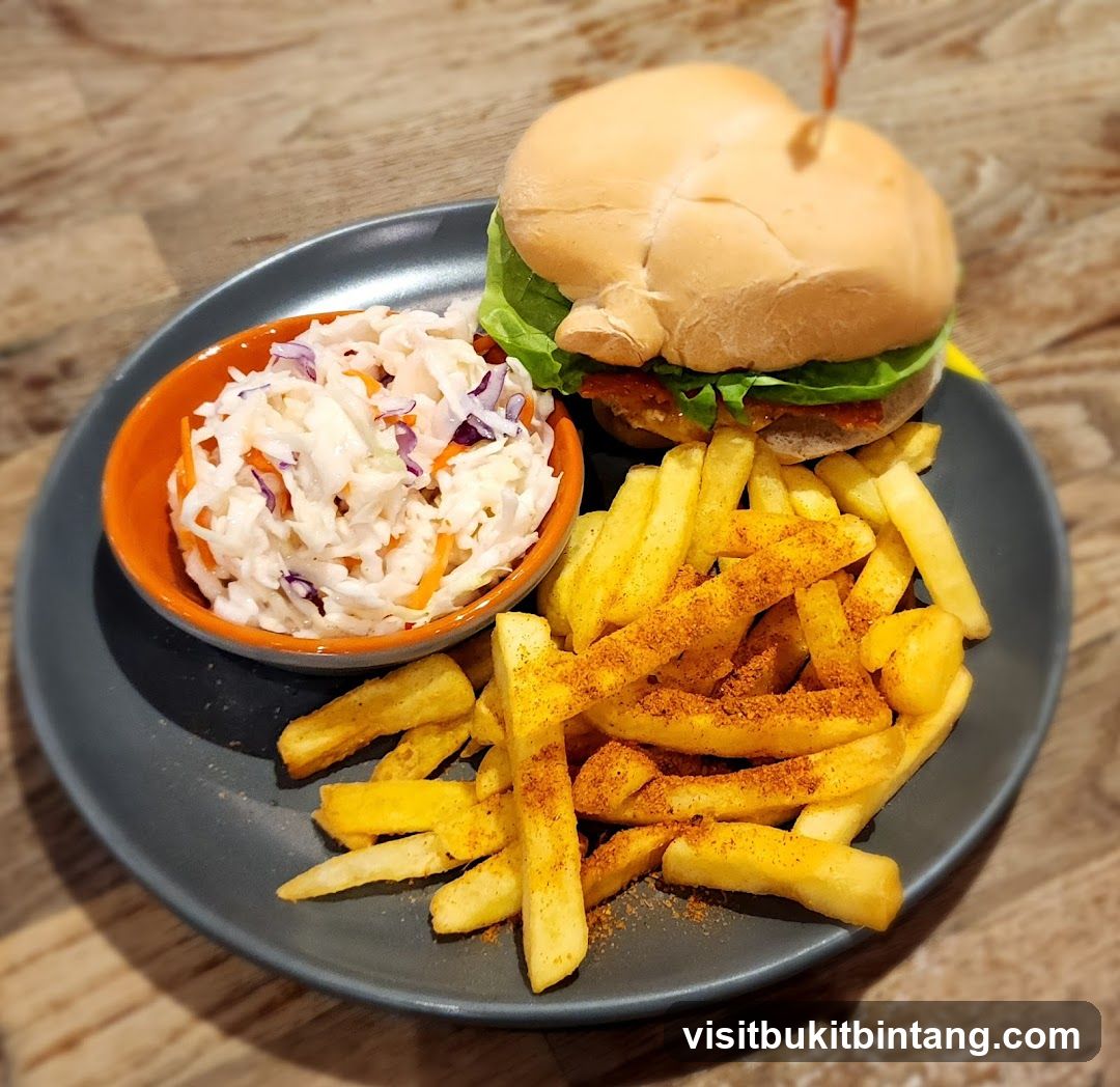 Burger with Fries and Coleslaw