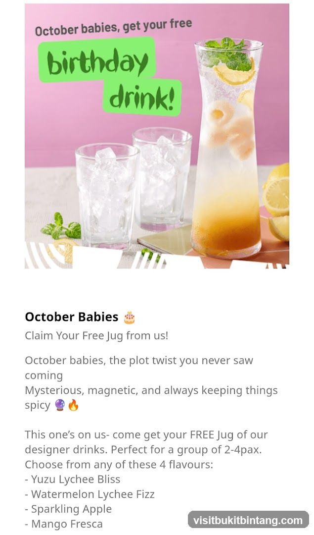 October Babies Birthday Drink Promotion